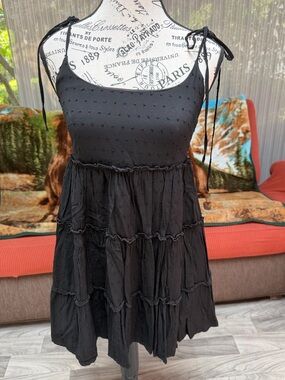 Black Tiered Tie-Shoulder Summer Dress